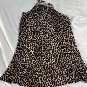 Michael Kors Leopard Print Mini Dress in Brown and Black